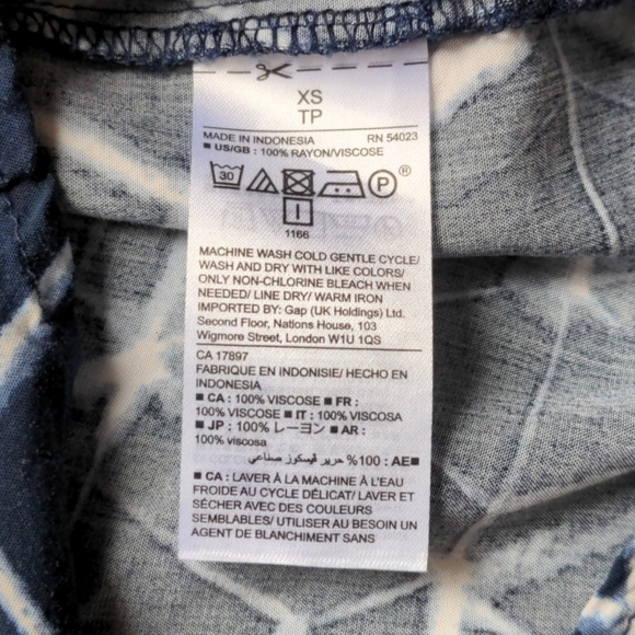 Gap Blue Tie Dye Racerback Dress W/ 3 Straps Sz XS - Picture 5 of 5